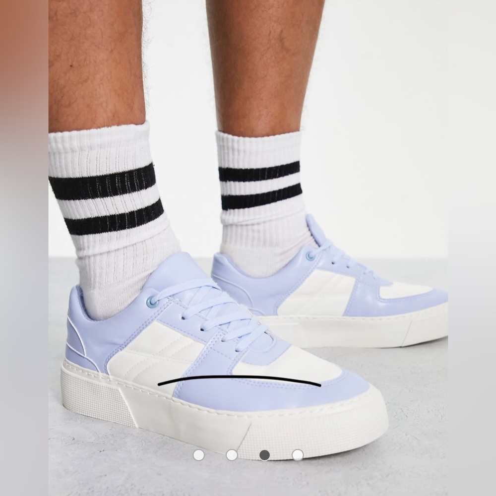 ASOS Design retro sneakers in pale blue and white mens size 7. New no box